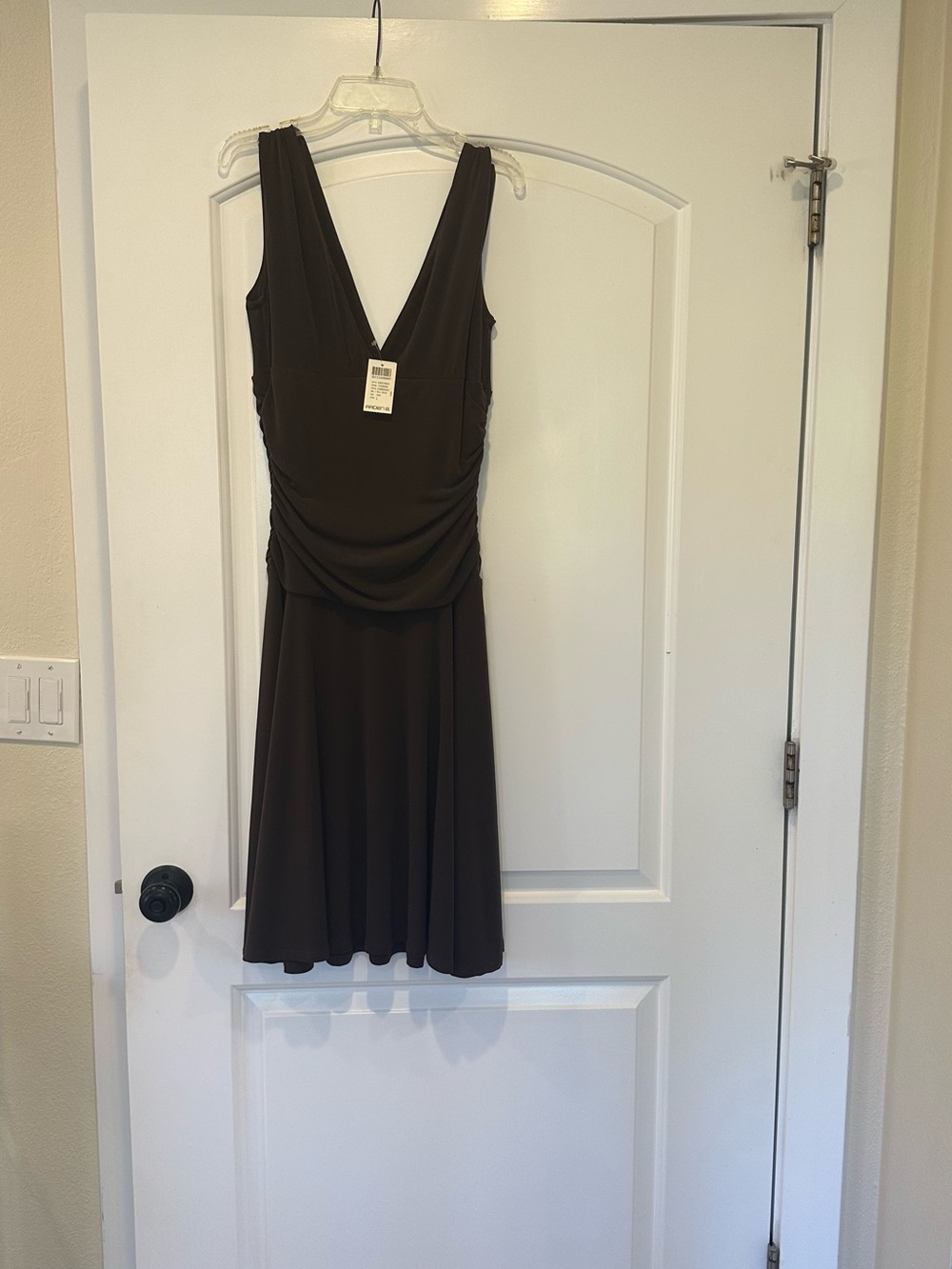 Arden B Dark Brown V-Neck Sleeveless Midi Dress